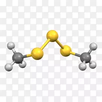 二甲基硫二甲基三硫球棒模型分子模型-氢
