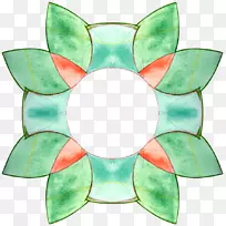 窗花绿色花瓣对称拼接