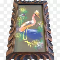 水鸟羽毛画框动物.手绘框架材料
