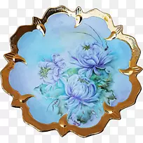 餐具花卉设计陶瓷钴蓝手绘花卉材料