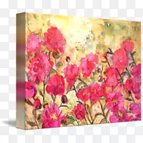 牡丹花粉红图案印花-创意牡丹