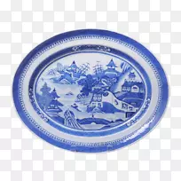 餐具盘蓝白色陶器瓷盘
