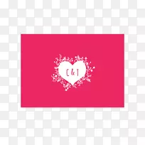 品红贺卡，栗色长方形字体-可爱的婚礼邀请函