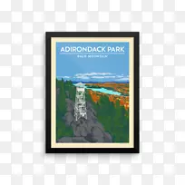 秃顶山阿迪朗达克公园阿迪朗达克山俱乐部富尔顿湖连锁海报-古董海报