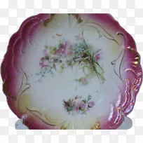 盘子瓷碟花瓶紫色手绘蛋糕
