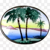 树水彩画椰子