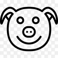 笑线艺术面部表情剪贴画-肚子猪PNG免费下载