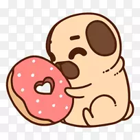 小狗斗牛犬波士顿猎犬画甜甜圈