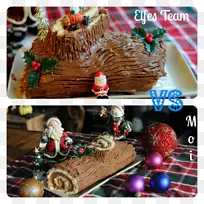 姜饼房，圆木巧克力蛋糕-圣诞佳肴
