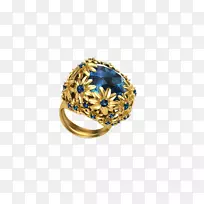 蓝宝石犀牛三维珠宝首饰设计戒指手工制作