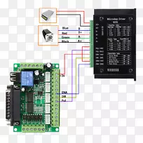 步进电机接线图计算机数控原理图电线电缆单色