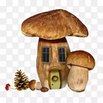 秋季剪贴画-蘑菇屋