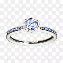 蓝宝石戒指钻石克拉黄金浪漫戒指