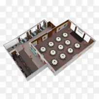 三维楼面平面图-双层建筑