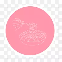 圆形粉红m字型-柚子茶