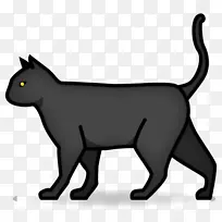胡须黑猫小猫表情枫叶装饰