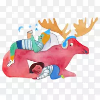 驯鹿毛绒动物&可爱的玩具，圣诞装饰品，充气-睡觉时间