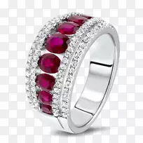 红宝石订婚戒指珠宝克拉色光环
