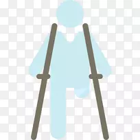 拐杖残疾电脑图标.受伤