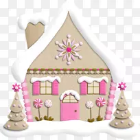 圣诞树圣诞卡夹艺术-粉红色甜点