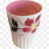 咖啡杯陶瓷杯花盆手绘花束