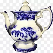 壶蓝白陶瓷钴蓝古董茶壶