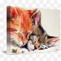 水彩画小猫艺术版画-爱猫