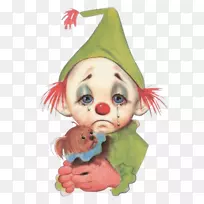 皮埃罗小丑画马戏团画-悲伤小丑