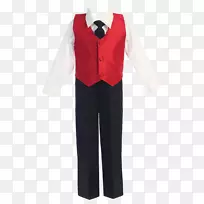 晚礼服，背心，领带，男装，红色丝绸布
