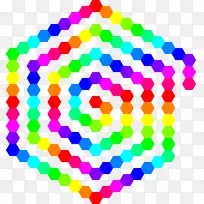 六角彩色圆剪贴画圈