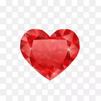红色钻石心钻石色剪贴画-红色花朵装饰