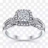 订婚戒指公主切割结婚戒指立方氧化锆钻石切割求婚戒指