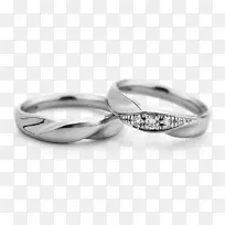 结婚戒指银身珠宝.白金红花三维