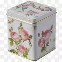 盒茶长方形盖子-浪漫玫瑰