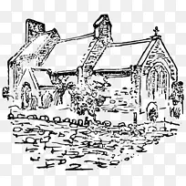 威尔士线艺术剪贴画-教堂
