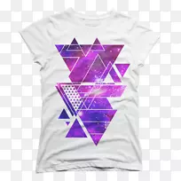 T恤袖紫色三角字体三角形拼贴