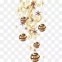 圣诞装饰品新年剪贴画-黄金圣诞