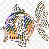 抽象艺术鱼类剪贴画-九条鱼