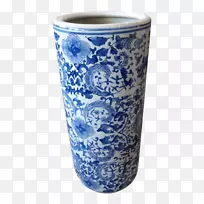 花瓶蓝白色陶器陶瓷钴蓝玻璃-青花瓷