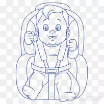 婴儿车座椅线画童车
