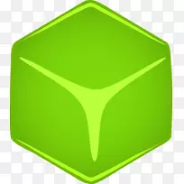 立方体绿色剪贴画-三维立方体