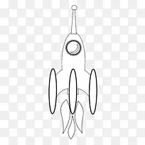 黑白线艺术素描画册剪贴画艺术火箭图案