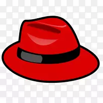 六顶思维帽红帽企业linux fedora剪贴画卡通牛仔帽