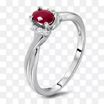 红宝石订婚戒指翡翠珠宝曲线戒指