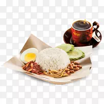 丰盛早餐，煮米饭，咖啡，马来西亚菜-西式早餐