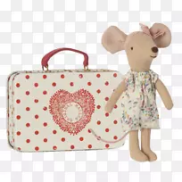 电脑鼠标玩具邮件北美公司儿童服装-粉红色行李箱