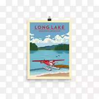 长湖乔治海报飞机-景点海报
