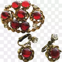 耳环红宝石胸针仿宝石和莱茵石珠宝.红宝石
