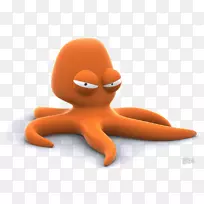 三维野生动物动画有趣的动物章鱼动画