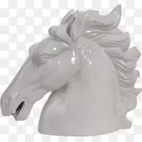 马匹雕塑咬半身马匹-粉红种马